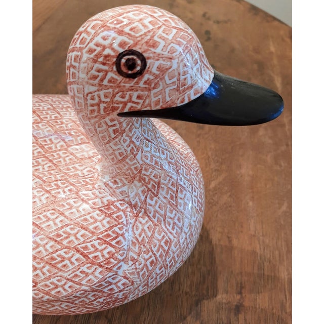 Cream Italian Ceramic Pottery Duck Tureen Hand Painted For Sale - Image 8 of 10