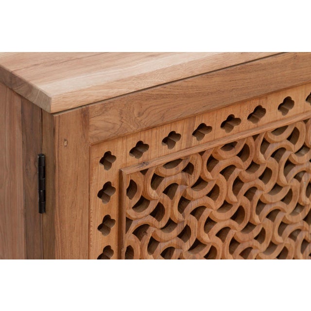 Reclaimed Teak Geometric Jali Nightstand For Sale In Los Angeles - Image 6 of 9