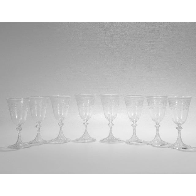 Set of 8 Antique Stourbridge Etched & Engraved Glass Wine Glasses For Sale - Image 12 of 18