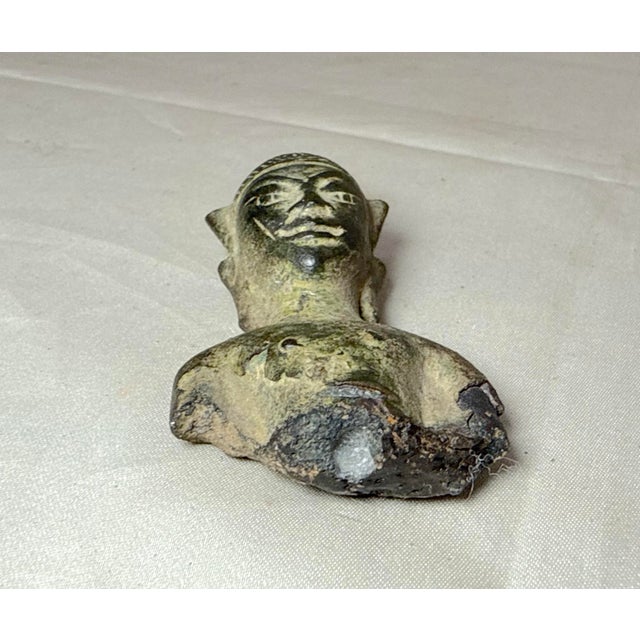 Rare Antique 17th Century Handmade Bronze Thailand Buddha Bust Statue Fragment For Sale - Image 4 of 11