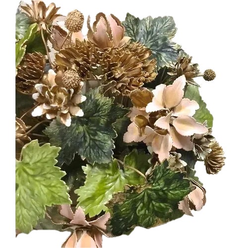 Late 20th Century Vintage Porcelain & Enamel Tole Floral Bouquet For Sale - Image 5 of 6