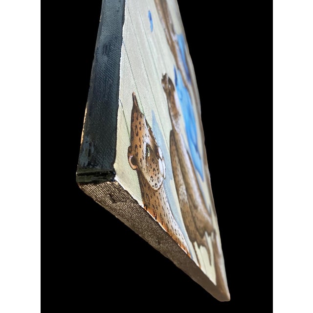 Gustavo Novoa, Leopards Nude Venus Animal Paradise Jungle Painting Surrealist Art Gustavo Novoa, 2001 For Sale - Image 4 of 4