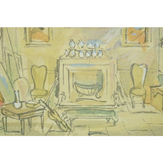 Cecil Beaton Watercolour Theatrical Set Design C1951 for Landscape W/ Figures For Sale - Image 4 of 4
