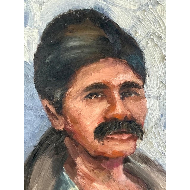 Wood Vintage Expressionist Impasto Portrait in Wood Frame For Sale - Image 7 of 16
