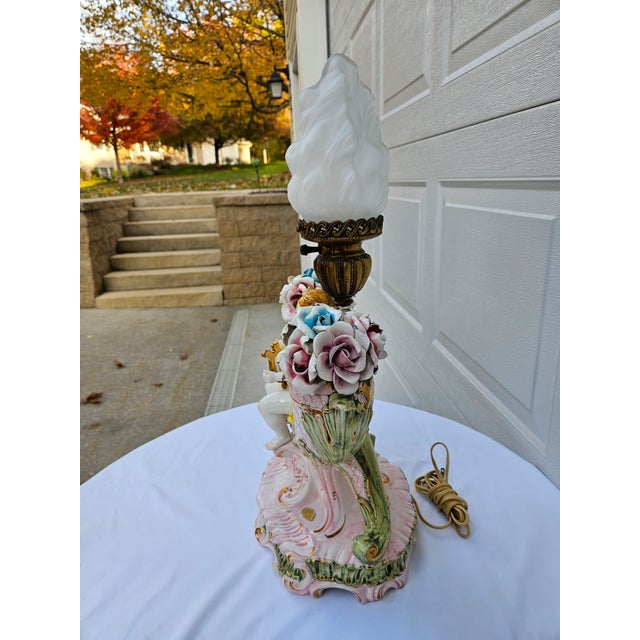 Italian Italian Cherub and Lyre Cornucopia Lamp For Sale - Image 3 of 18