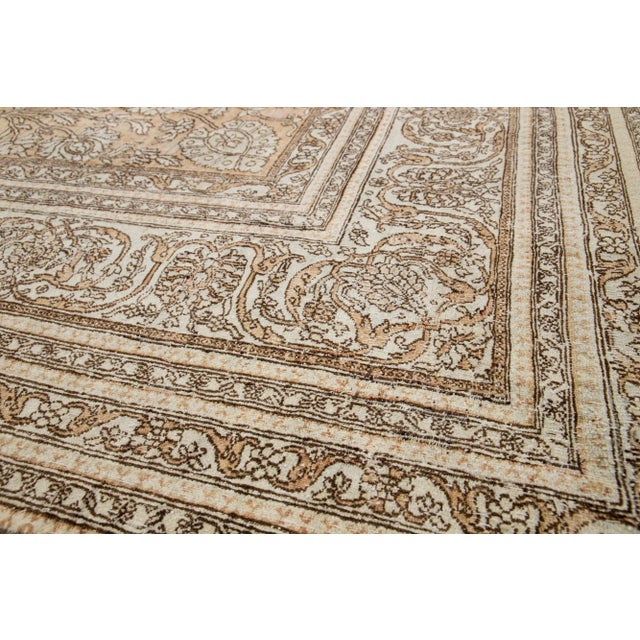 Indian 1900 Antique Indian Agra Wool Rug in Ivory and Tan With Medallion Design For Sale - Image 3 of 9