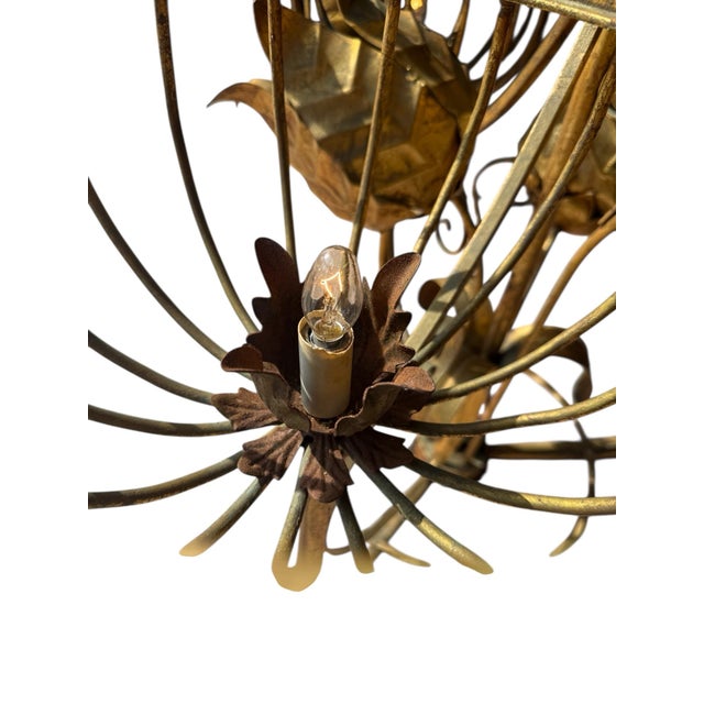 1960s Hollywood Regency Style - Glamorous, Gorgeous, Golden Lotus Floor Lamp For Sale - Image 11 of 12