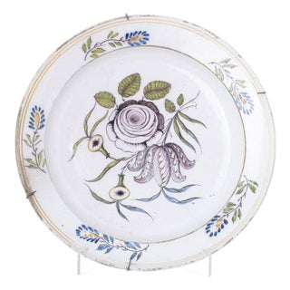 Portuguese Plate with Floral Motif For Sale