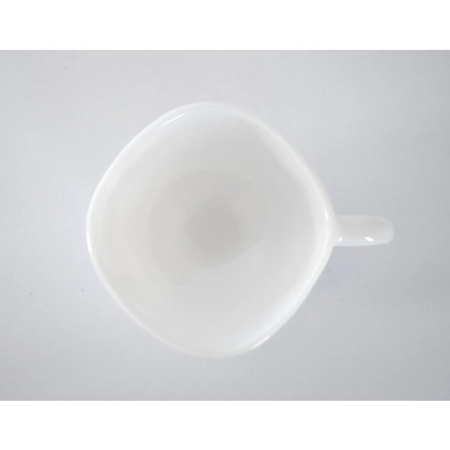 White Mid-Century Geometric White Milk Glass Punch Bowl & Cups Set- 13 Pieces For Sale - Image 8 of 9