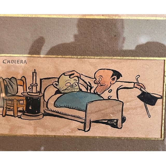 Antique 1914 French Medical Cartoon Art Marcel Capy Salon des Humoristes Framed For Sale - Image 4 of 5