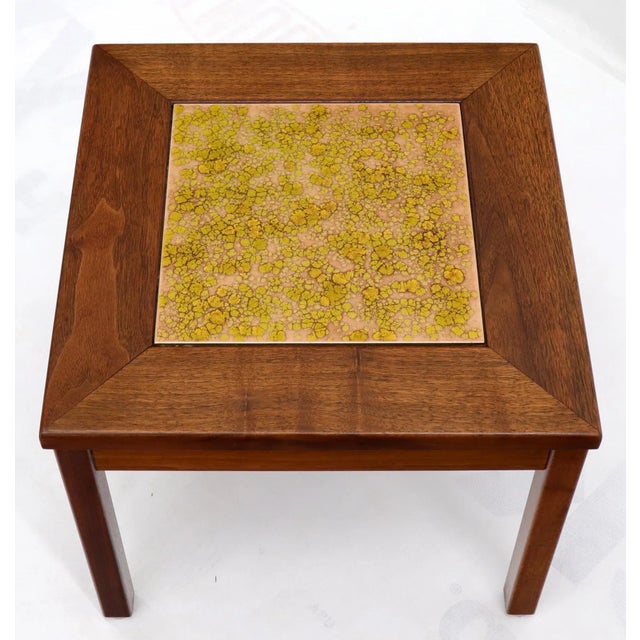 Mid 20th Century Brown and Saltman Set of Three End Side Tables in Dark Oiled Walnut Art Tile Top For Sale - Image 12 of 13