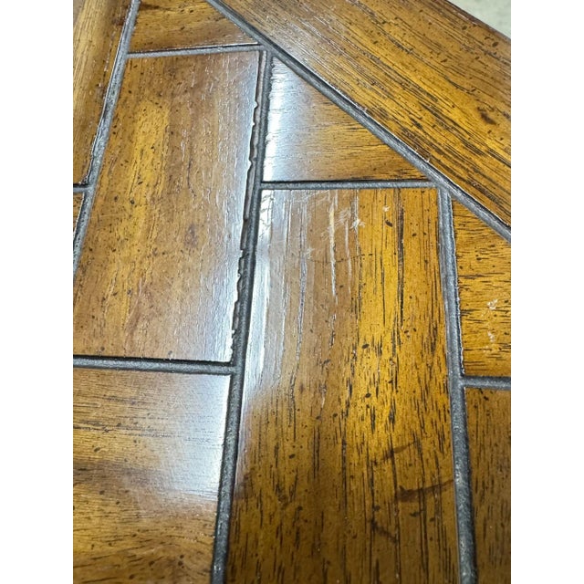 Late 20th Century Henredon Style Oak Parsons Console Table For Sale - Image 12 of 14