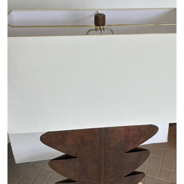Arteriors Home Arteriors Modern Tall Aged Copper Sculptural Table Lamps For Sale - Image 4 of 6