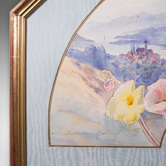 1930s Vintage Projet d'Eventail Picture, French, Watercolour Fan Painting, Baptendier For Sale - Image 5 of 10