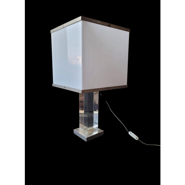 Acrylic Glass and Metal Table Lamp, Italy, 1970s For Sale - Image 18 of 18