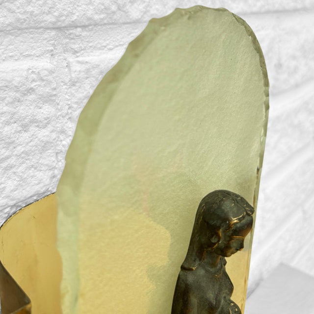 Swedish Modern Virgin Mary Wall Lamp in Brass and Frosted Glass, 1930s For Sale - Image 11 of 14