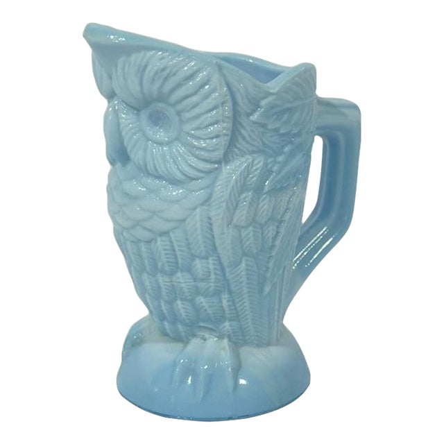 19th Century Higbee Glass Owl Creamer For Sale