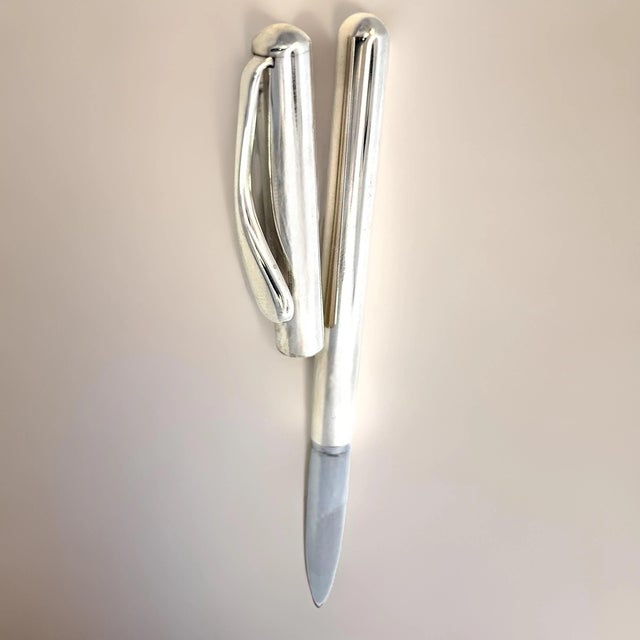 Contemporary 1990s Tiffany & Co Elsa Perreti Estate Ballpoint Pen 5" Silver For Sale - Image 3 of 12