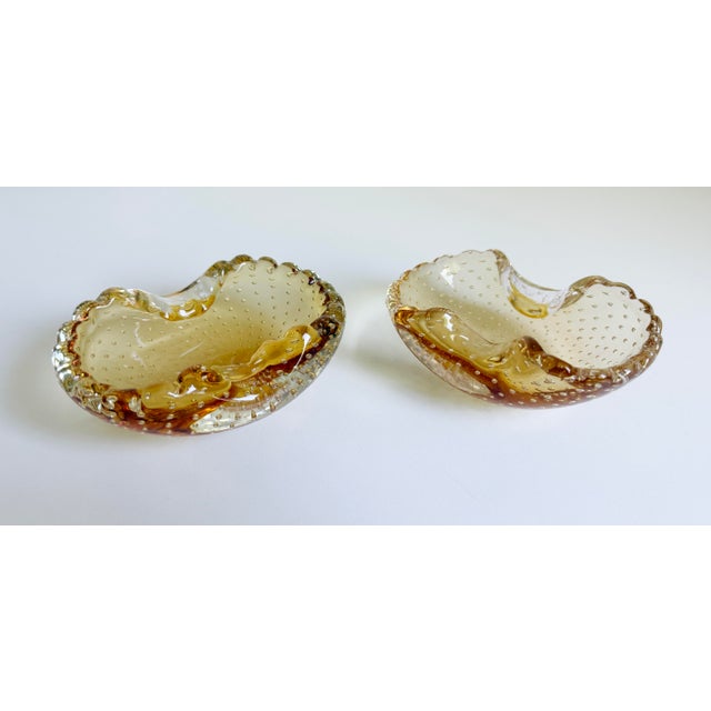 Mid-Century Modern Murano Bullicante Style Ashtrays - A Pair For Sale - Image 3 of 15