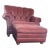 Red Tufted Leather Chair & Ottoman For Sale