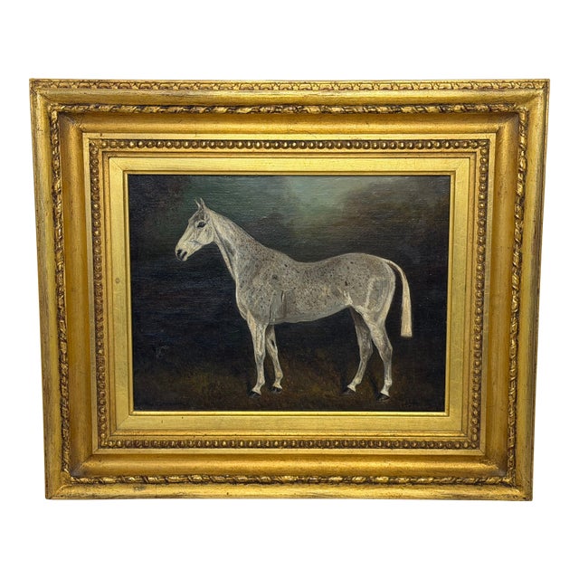 Grisette Grey Mare Equestrian Oil Painting Dated 1925 Painted From Life at Nantwich With Links to the Grosvenor Sporting Sphere and Cheshire Hunt For Sale