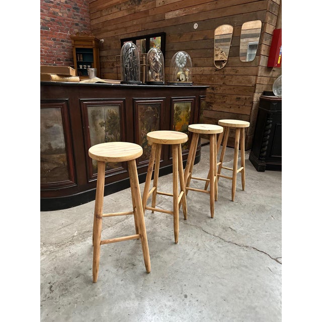 1960s Pine Bar Stools, Set of 4 For Sale - Image 5 of 5