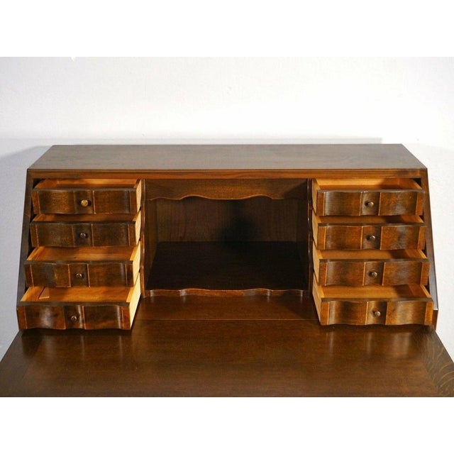 Brown Baroque Style Slanted Flap Secretaire For Sale - Image 8 of 17