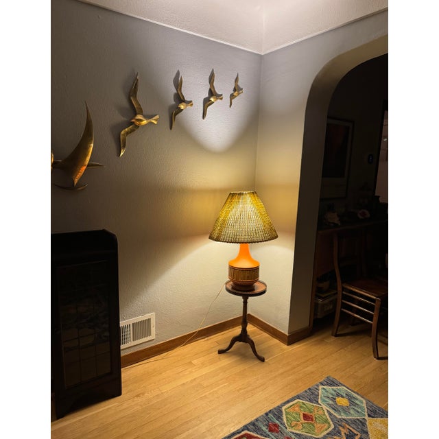 Vintage 1970s Ceramic Bamboo Table Lamp With Woven Shade For Sale - Image 16 of 16