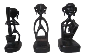 African Carved Wood Figures - Set of 3