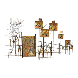 Curtis Jere Style Brass and Copper Brutalist Brazed Metal Wall Sculpture