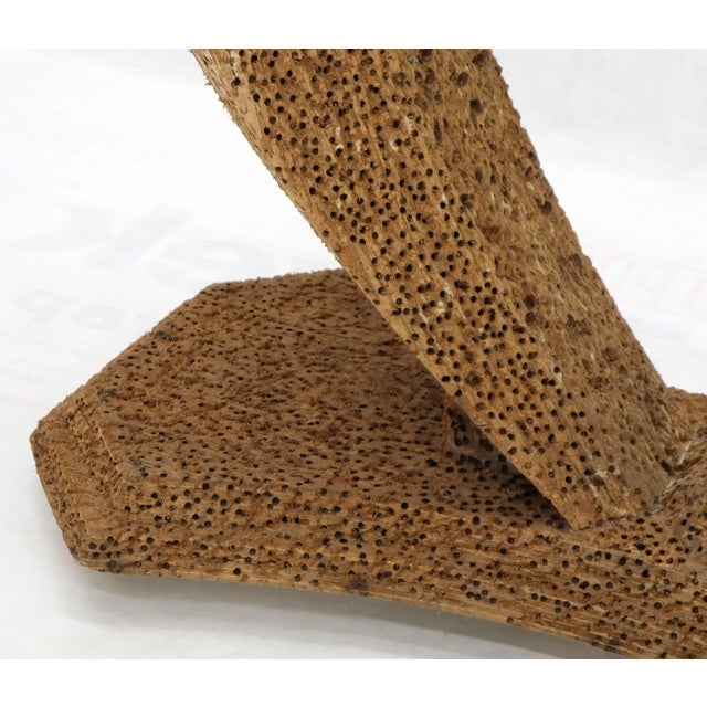 Mid 20th Century Distressed Wood V-Shape Base Large Console Sofa Table with Glass Top For Sale - Image 5 of 13