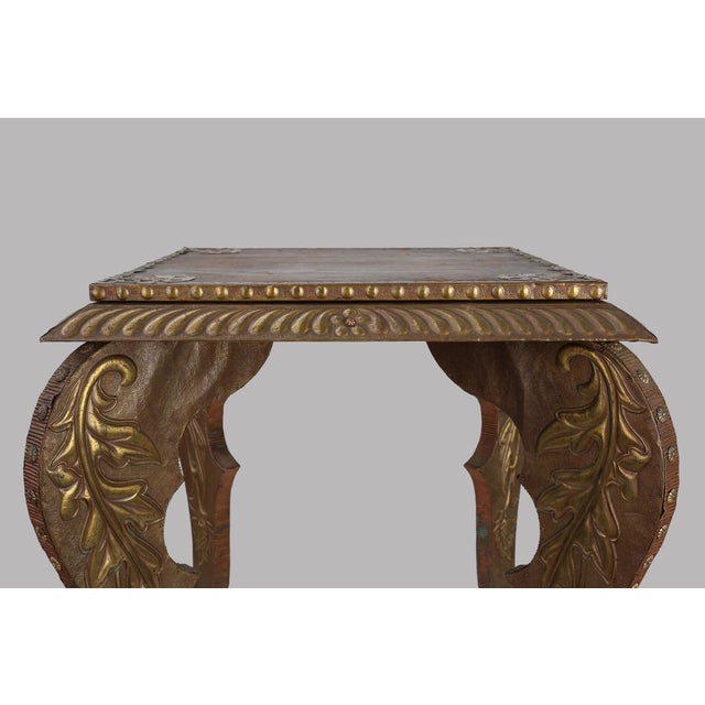 Arts & Crafts Side Table in Oak and Copper, 1890s For Sale - Image 4 of 12