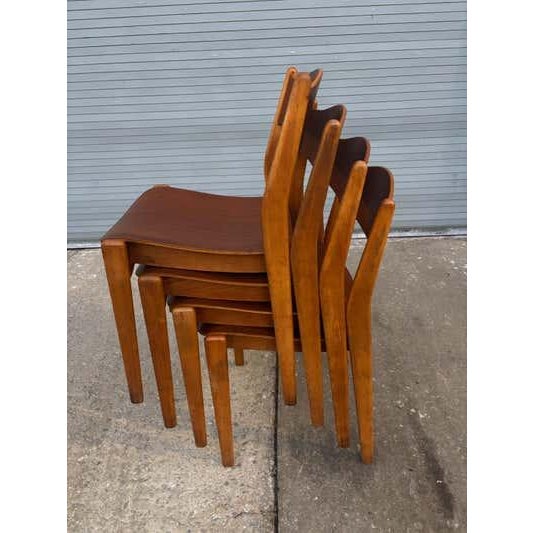 Danish Teak and Birch Stacking Chairs, Hand-Crafted, 1962 For Sale - Image 10 of 14