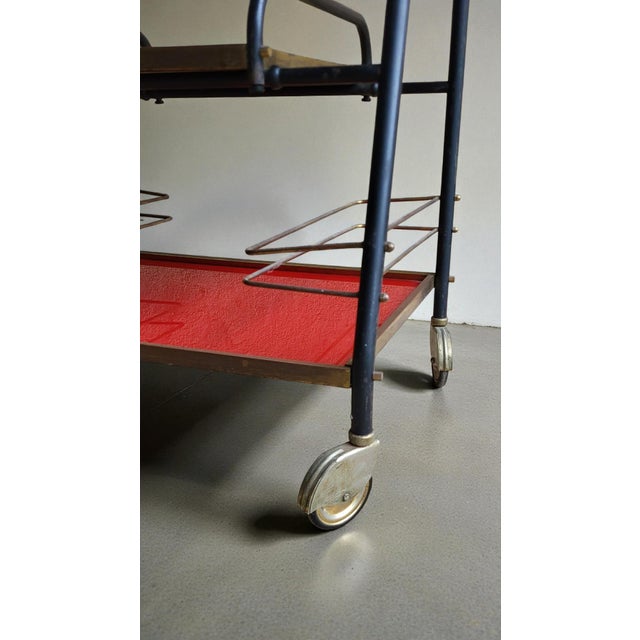 1960s Vintage Red and Yellow Bar Trolley, 1960s For Sale - Image 5 of 8