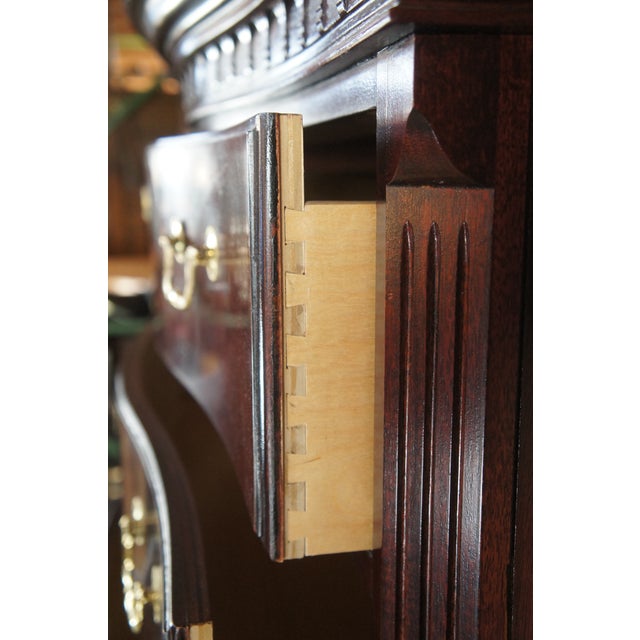 1990s 1990s Thomasville 18th Century Collection Flame Mahogany Bow Front Tallboy Highboy Chest Dresser For Sale - Image 5 of 13