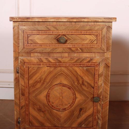 Pair of Louis XVI Style Italian walnut & marquetry pine bedside cabinets. 1800 This piece is designed in the style of the...