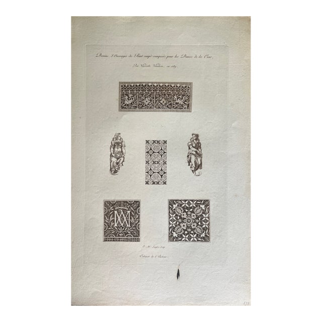 19th Century French Engraving of Renaissance Venetian Lace Designs For Sale