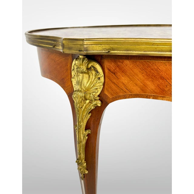 Wood Vintage Fruitwood Louis XV Style Marble Top Coffee Table Ormolu Mounts For Sale - Image 7 of 12