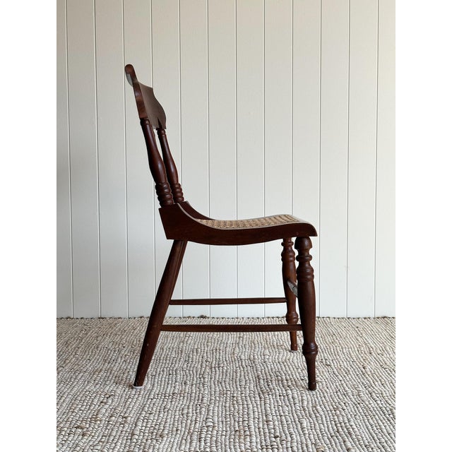 1960s Vintage Sculpted Mahogany Dining Chairs With Cane Seats, Set of 4 For Sale - Image 13 of 15