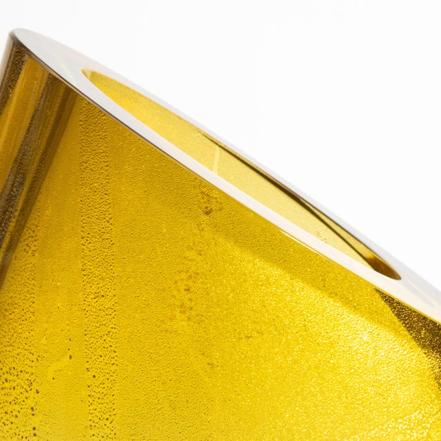 Hand Blown Murano Vase in Amber With 24-Karat Gold Flecks Large For Sale - Image 9 of 12