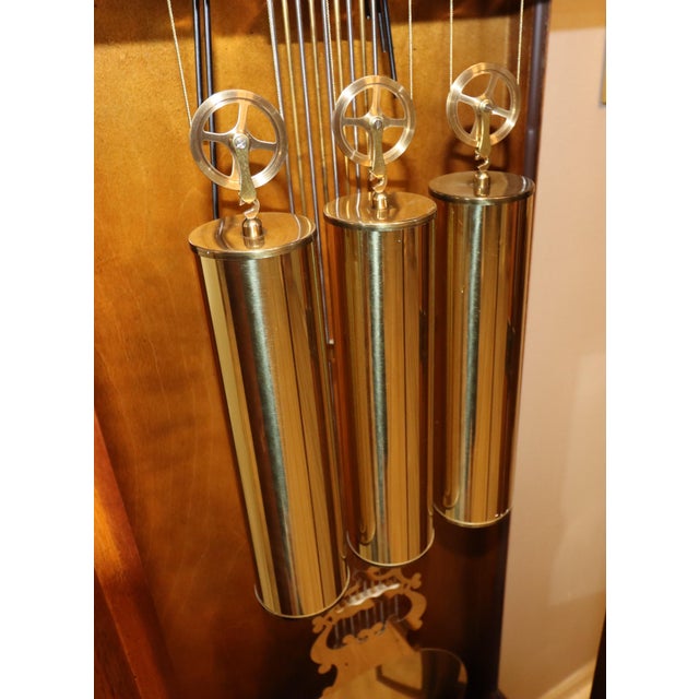 Vintage Howard Miller “Beaumont” Triple-Chime Oak Grandfather Clock, Model 610-259, Circa 1985 For Sale - Image 9 of 17