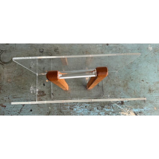 Grosfeld House Mid-Century Magazine Rack in Wood and Lucite by Grosfeld House For Sale - Image 4 of 10