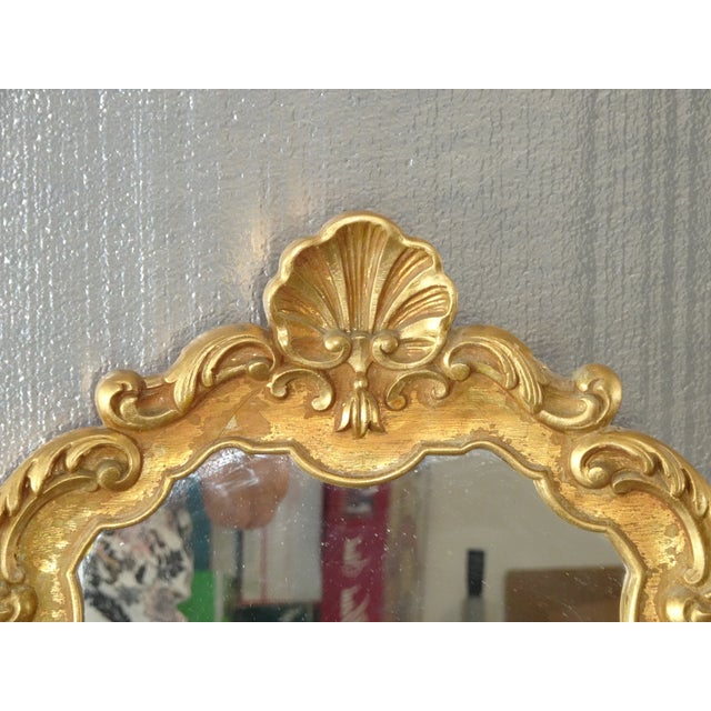 Vintage French Provincial Gold Syroco Style Wall Mantle Mirror For Sale - Image 13 of 16