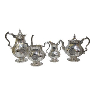 Victorian Antique Samuel Hayne Dudley Cater Sterling Silver Coffee Tea Set- 4 Pieces For Sale