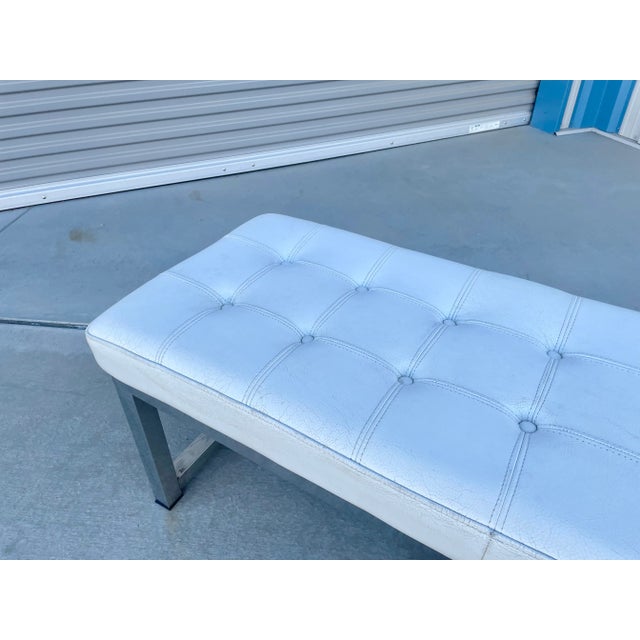 Vintage Leather & Steel Bench For Sale In Los Angeles - Image 6 of 13