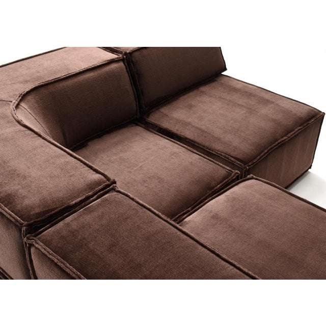 Trio Sectional Sofa in Chocolate Brown Velvet with New Upholstery from Cor, 1972, Set of 10 For Sale - Image 11 of 18