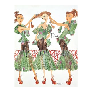 2003 Vintage Christian Dior Fashion Print by R Toledo, Matted For Sale