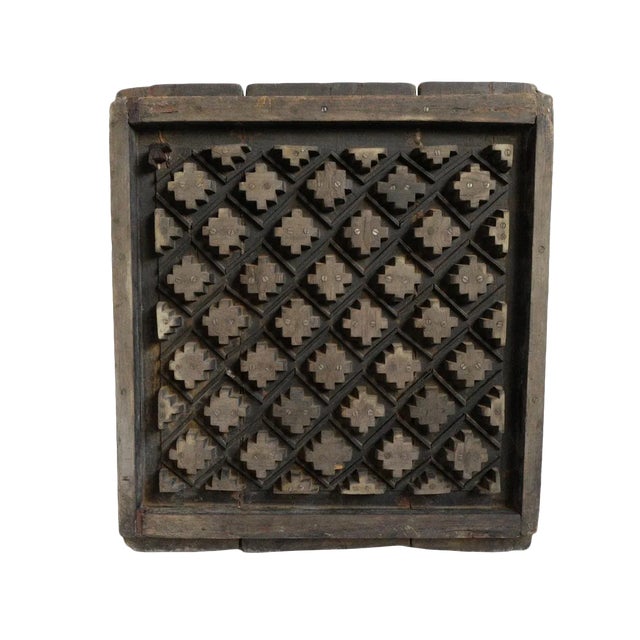 Antique Indian Wood Print Block Panel / Wall Object For Sale