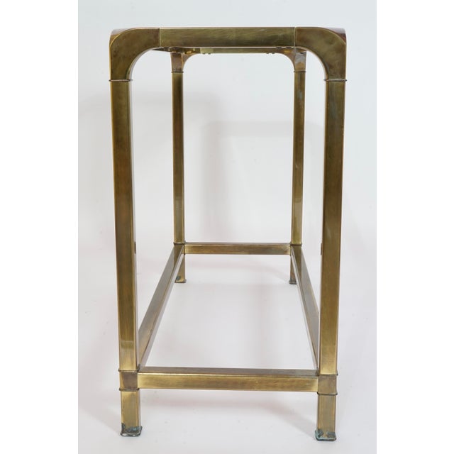 Metal Burnished Brass and Glass Console Sofa Hall Table in the Style of Mastercraft For Sale - Image 7 of 8
