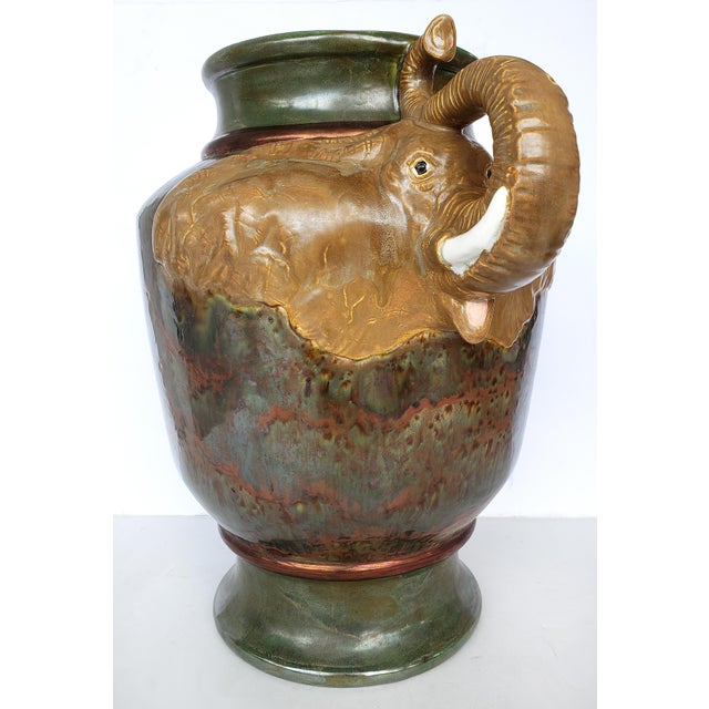 Vintage Ceramic Vase W/ Elephant Head Handles Chairish